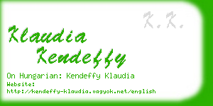 klaudia kendeffy business card